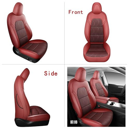 Tesla Model Y Seat Cover Full Set (Wine Red)