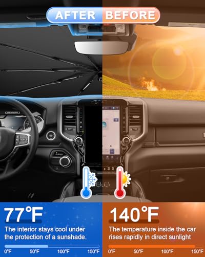 for 2026 Dodge Ram 1500 Car Windshield Sun Shade Umbrella (2019-2026 Ram 1500 2500 3500)
