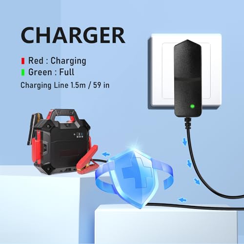 DC 15V 1A Charger for Car Jump Starter Power Supply for Peak 450A 500A 600A 800A 1000A Battery Booster Jump Starter