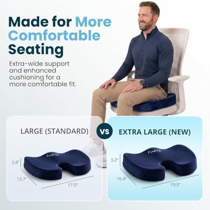 Extra Large Gel & Memory Foam Seat Cushion (Navy Blue / X-Large)