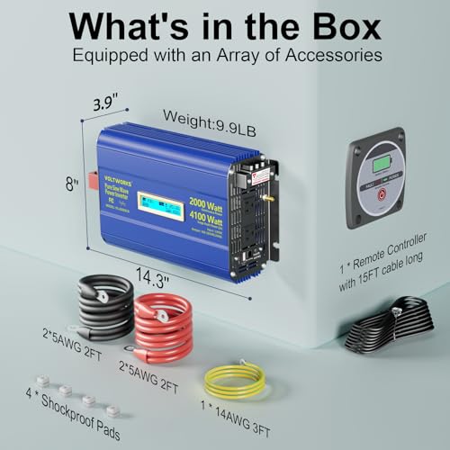 2000 Watt Pure Sine Wave Inverter 12V to 110V 120V AC