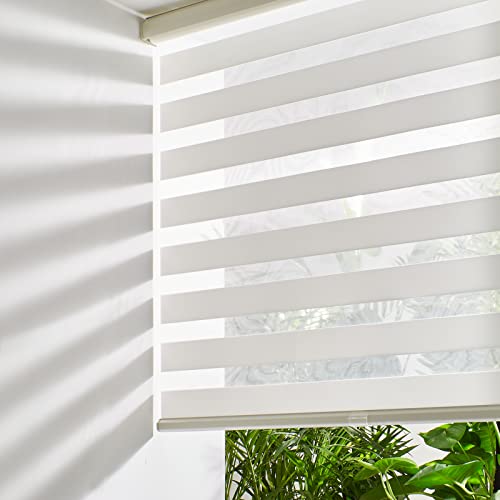 Cordless Zebra Blinds for Windows Free (46"w X 72"h / Cream)