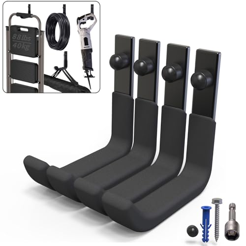 4 Pack Garage Storage Hooks (4 Pack (4 inch) / Black)