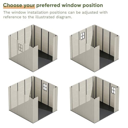 8x8 FT Resin Outdoor Storage Shed with Floor (Beige / 8x8 FT)