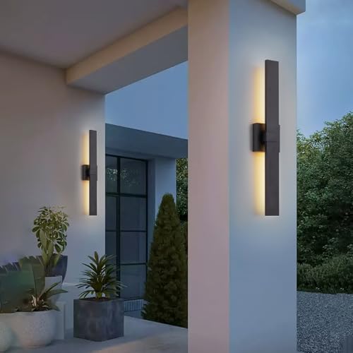 2 Pack Modern Outdoor Wall Light Exterior Black LED Patio Wall Light Fixture 27.2" Exterior Wall Sconce Outdoor Porch Lights for House (Black / 27.2 inch-2 Pack)