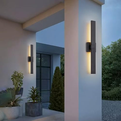 2 Pack Modern Outdoor Wall Light Exterior Black LED Patio Wall Light Fixture 27.2" Exterior Wall Sconce Outdoor Porch Lights for House (Black / 27.2 inch-2 Pack)