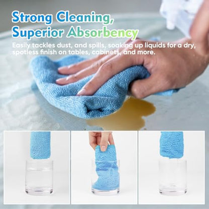 Blue Microfiber Cleaning Cloth 200PK (Blue / 12.5 x 12.5 Inch)