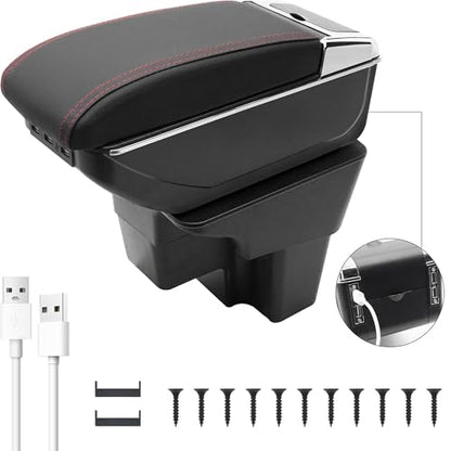 Car Armrest Box for KIA Stonic Rio 3 2018 (7 USB Ports / Red Thread)