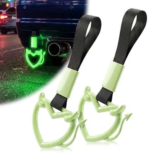 2 Pcs Devil Heart Shaped Car Handle Strap (Luminous-Tail)