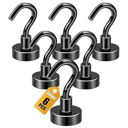 Magnetic Hooks 6pcs 30lbs+ Cruise Essentials 2026 Magnet Hook Black (Black / 0.63in)