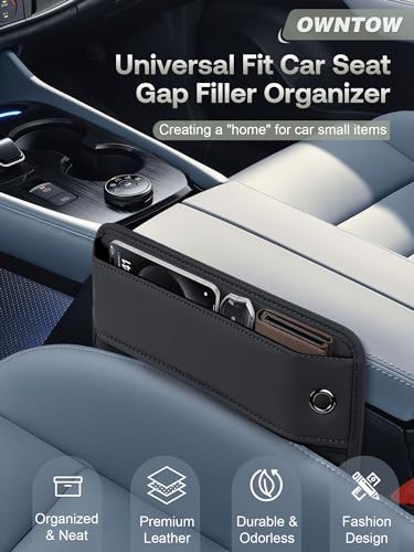 Premium Leather Car Seat Gap Filler Organizer (01 Black, 1 Pack)