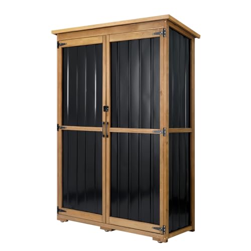 Outdoor Storage Shed with Adjustable Shelf (Brown / 46"x18.2"x68")