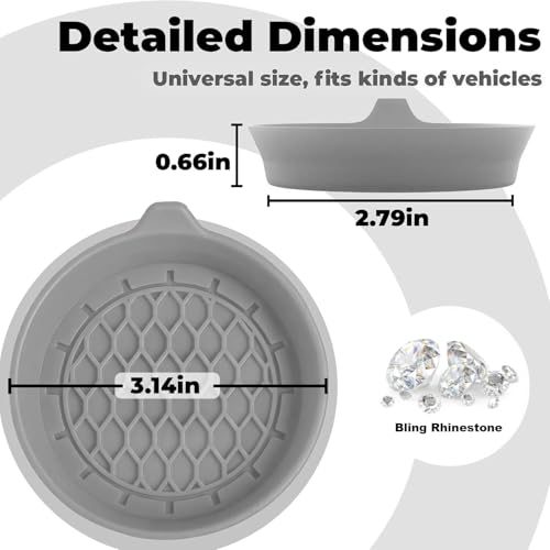 2 PCS Car Cup Coasters (Grey*2pcs / No Diamonds)