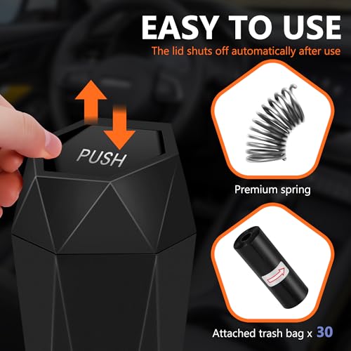 Car Trash Can with Lid (Black)