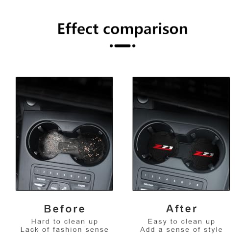 Car Cup Holder Coaster for Chevrolet Z71 Colorado Silverado Series Recessed Silicone Cupholder Coaster Interior Accessories 2.75in 2Pieces Black (Black-a9)