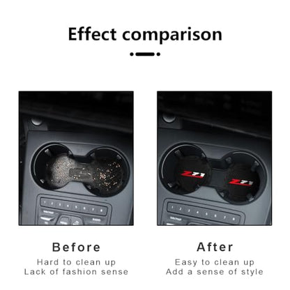 Car Cup Holder Coaster for Chevrolet Z71 Colorado Silverado Series Recessed Silicone Cupholder Coaster Interior Accessories 2.75in 2Pieces Black (Black-a9)