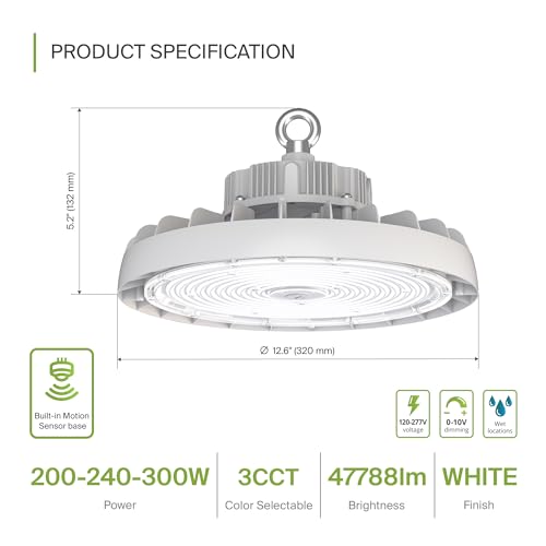 300W LED High Bay UFO Lighting (White)