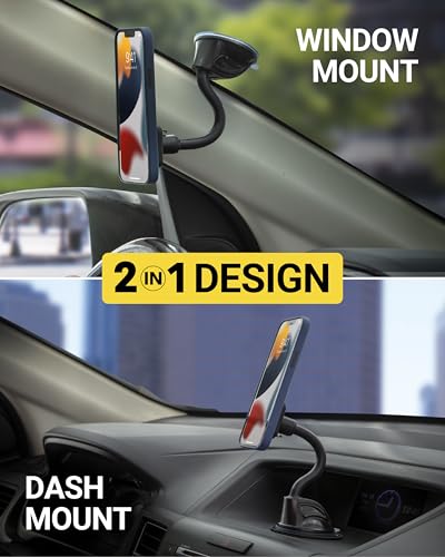 MXWDL Magnetic Cell Phone Car Mount (Extra Strength - Flex Window / Dash / 1 Pack)