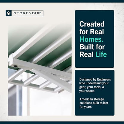 Garage Wall Shelf (White / 1x4ft 2-Pack Shelf | 200lb Each | 6 Hooks)