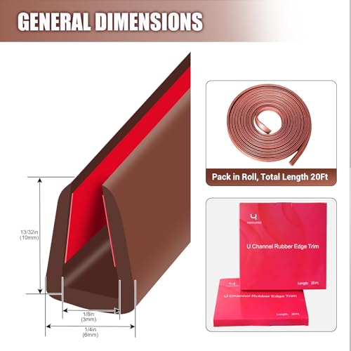 Rubber Edge Trim (Fit 1/8" - L20' / Brown)