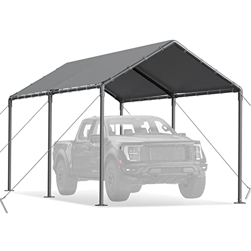 10x20ft Portable Car Tent Garage with UV Resistant Canopy (Grey no sidewall)