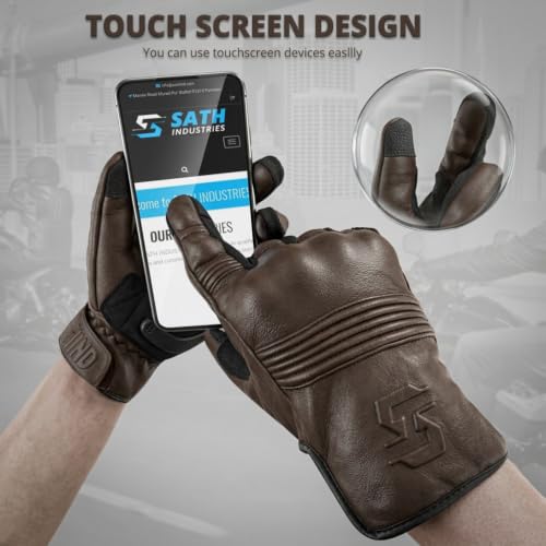 Leather Motorcycle Gloves for Men and Women (Medium / Classic Brown)