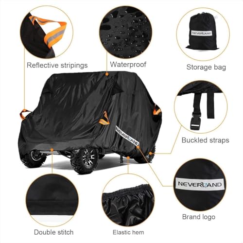 UTV Cover Heavy Duty Ranger Cover Waterproof 2 (M: 126"Lx 65"Wx 73"H (Single row seat）)
