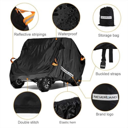 UTV Cover Heavy Duty Ranger Cover Waterproof 2 (M: 126"Lx 65"Wx 73"H (Single row seat）)