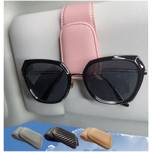 Magnetic Leather Car Sunglass Holder (pink)