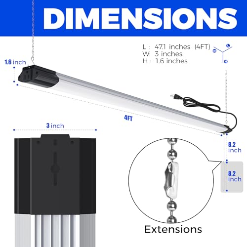 BS84 LED Shop Lights 4FT for Workshop (6500K / Black-84W-6 Packs)