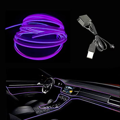 El Wire Purple Interior Car LED Strip Lights (Purple / 5 M)