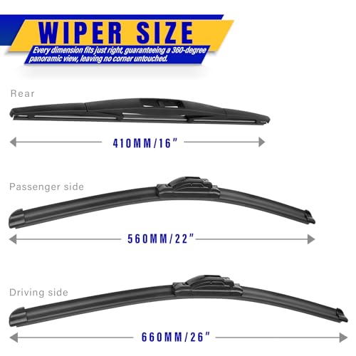 3 Wipers Fits Honda Odyssey 2005 (26"/22"/16")