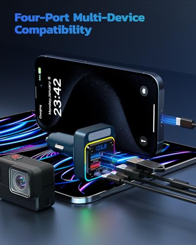 54W Bluetooth 5.3 Car Adapter (Blue)