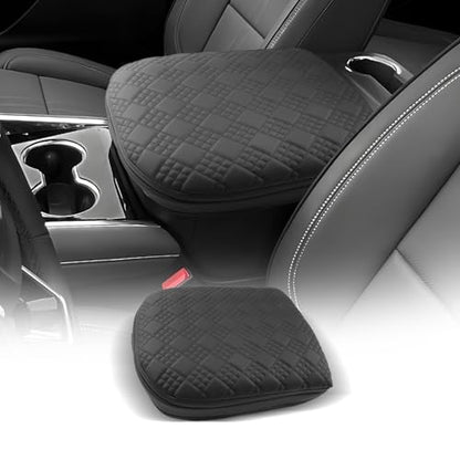 for 2025 2026 Chevrolet Suburban Center Console Cover Armrest Box Cover for Suburban (Suburban Thickened Black Leather Square)