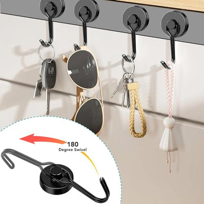 Magnetic Hooks (Black / 4Pack 80Lbs+)