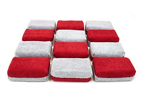Thick [Saver Applicator Terry] Ceramic Coating Applicator Sponge (Red/Gray)
