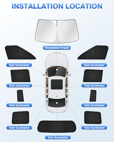 Sunshades for Hyundai Santa Fe 2024 2025 2026 Accessories Windshield Sun Shade Side Rear Window Shade Cover Sun Visor Shield Privacy Protection Keep Vehicle Cool Black 10PCS (Hyundai Santa Fe 2024-Present)
