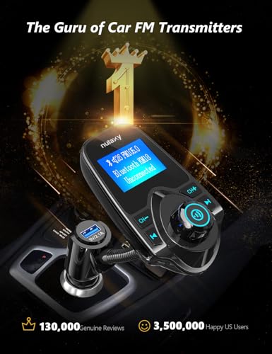 Bluetooth 5.4 Car Adapter FM Transmitter with 1.44" LCD Screen Black (Black)