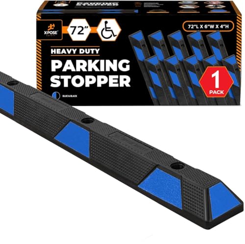 72" Heavy Duty Blue Rubber Parking Stopper (1 Pack)