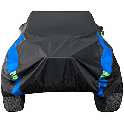 Car Cover Waterproof Compatible with Jeep Wrangler 2 Door (Black-Blue / Jeep Wrangler Cover -2D)