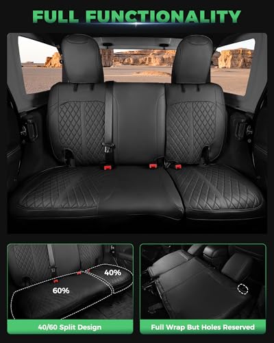 for Jeep Wrangler Leather Custom Car Seat Covers Full Set 4 Door (Black / JK 13-17 4 Door)