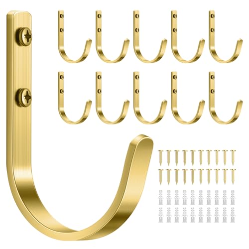 10 Pack 22LB Wall Hooks for Hanging Towel (Brushed Gold / 10 Pack)