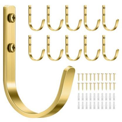 10 Pack 22LB Wall Hooks for Hanging Towel (Brushed Gold / 10 Pack)