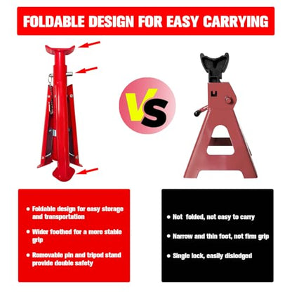 Foldable Jack Stands 3 Ton (3 Ton Foldable Jack Stands / Red)