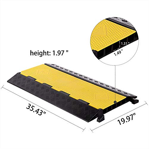 1 Pack Rubber Cable Ramp Hose Cable Protector Ramp 5 Channel 22000Lbs Load Capacity Traffic Speed Bump Wires Power Lines Extension Cord Cover for Indoor Outdoor (22000Lbs-5Channel-1Pack)