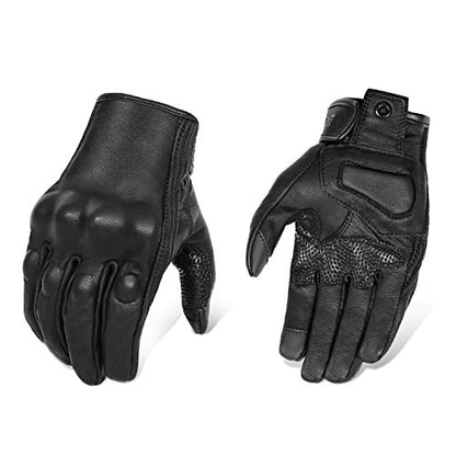 Updated Men's and Womens Black Motorcycle Gloves Armored Knuckle Protector Motorbike Riding Gloves (Updated,non-perforated / XX-Large)