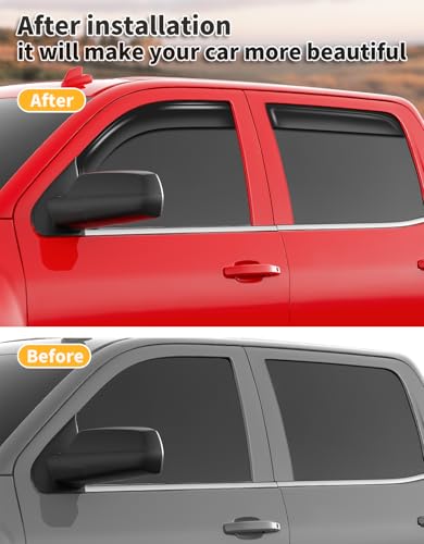 Window Visors Rain Guards for Chevy Silverado (Fit for 2014-2019 Silverado/GMC Sierra Crew Cab)