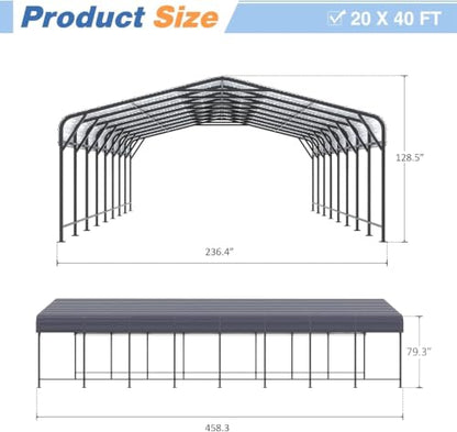 20x40 FT Heavy Duty Metal Carport Canopy (20x40 FT)