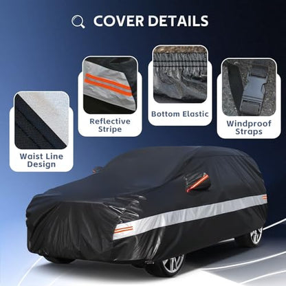 10 Layers SUV Car Cover Custom Fit for Cadillac Lyriq (Black Gray / Custom Fit for Cadillac LYRIQ)