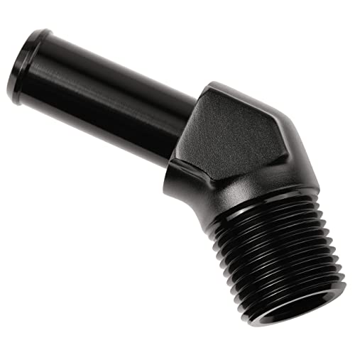 3 8 NPT Male to 1 (3/8 NPT to 1/2 Barb / Black - 45 Degree)